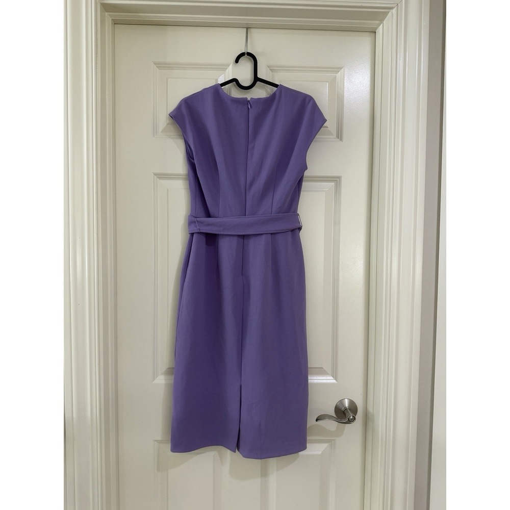 Elegant Lavender Belted Sheath Dress - Picture 2 of 7